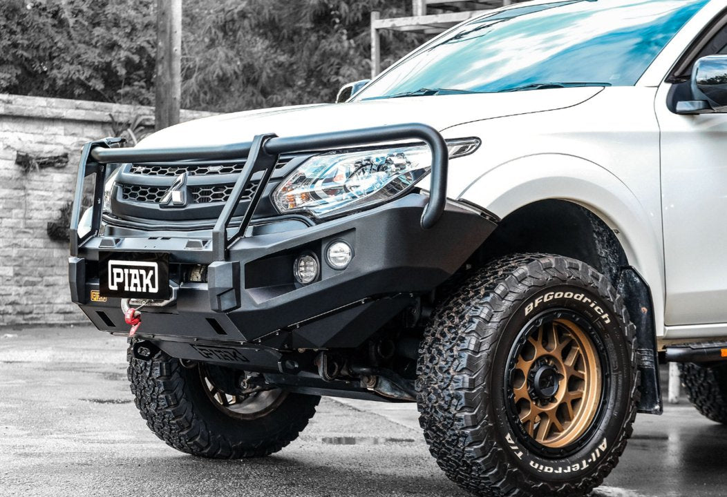 PIAK Elite 3-Loop Winch Bar Mitsubishi Triton 2015-2019 (Black Recovery Points)